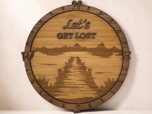 Houten kompas wanddecoratie Let’s Get Lost